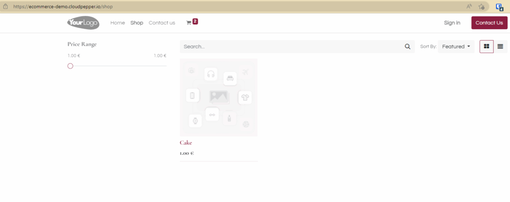 Odoo Shop page Odoo Shop page