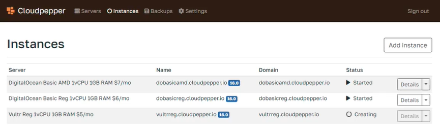 Odoo instance being created on Vultr server