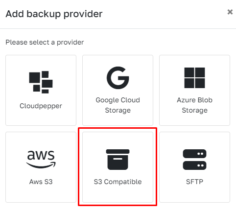 Backup to any S3-compatible storage provider